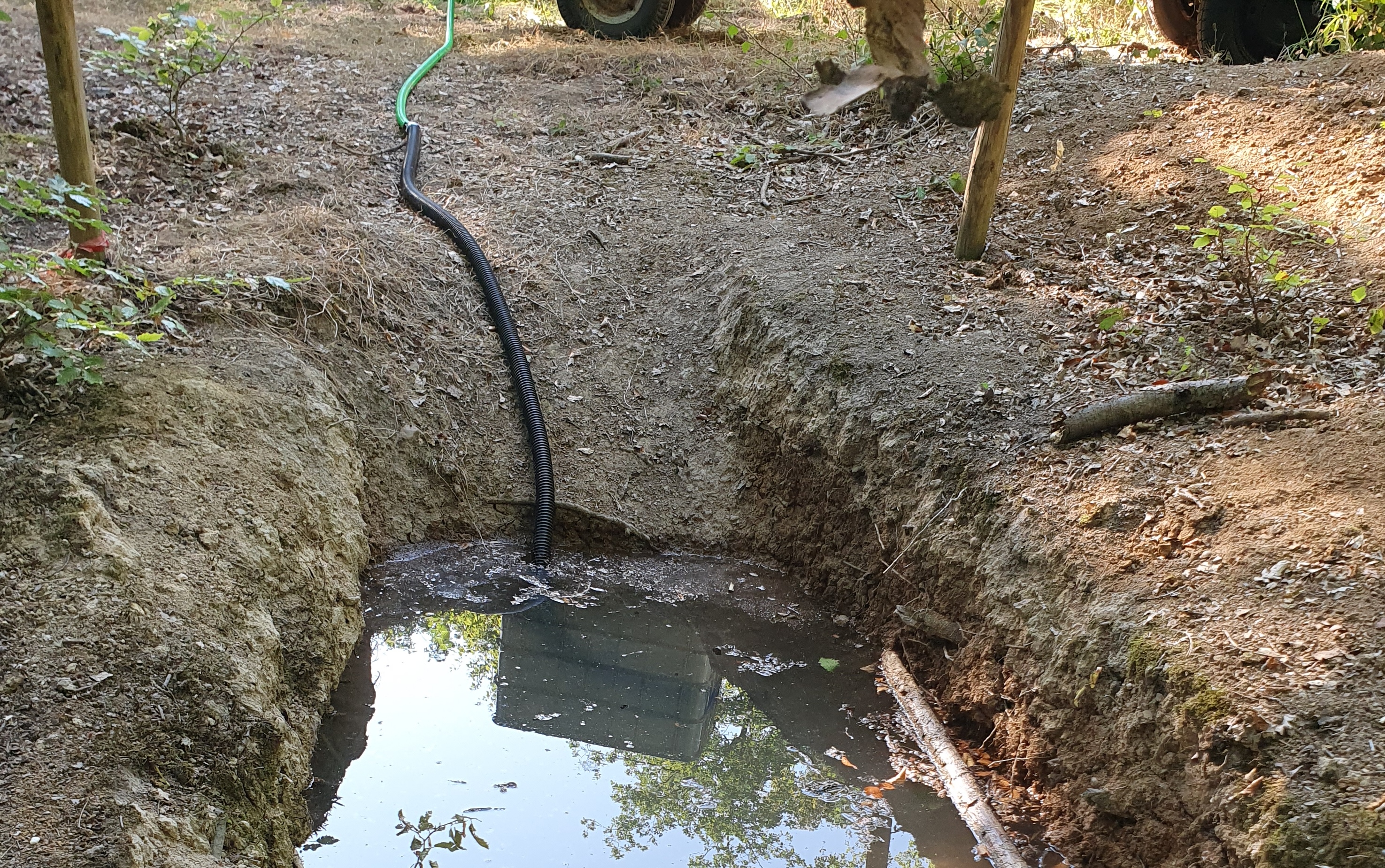 wir befüllen Wasserstellen im Wald